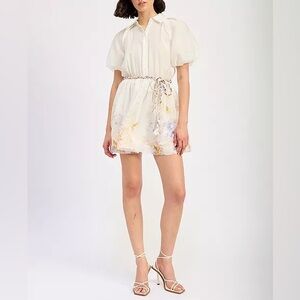 En Saison Taylorann Mini Dress – Ivory Violet Orange – Size M – NWT